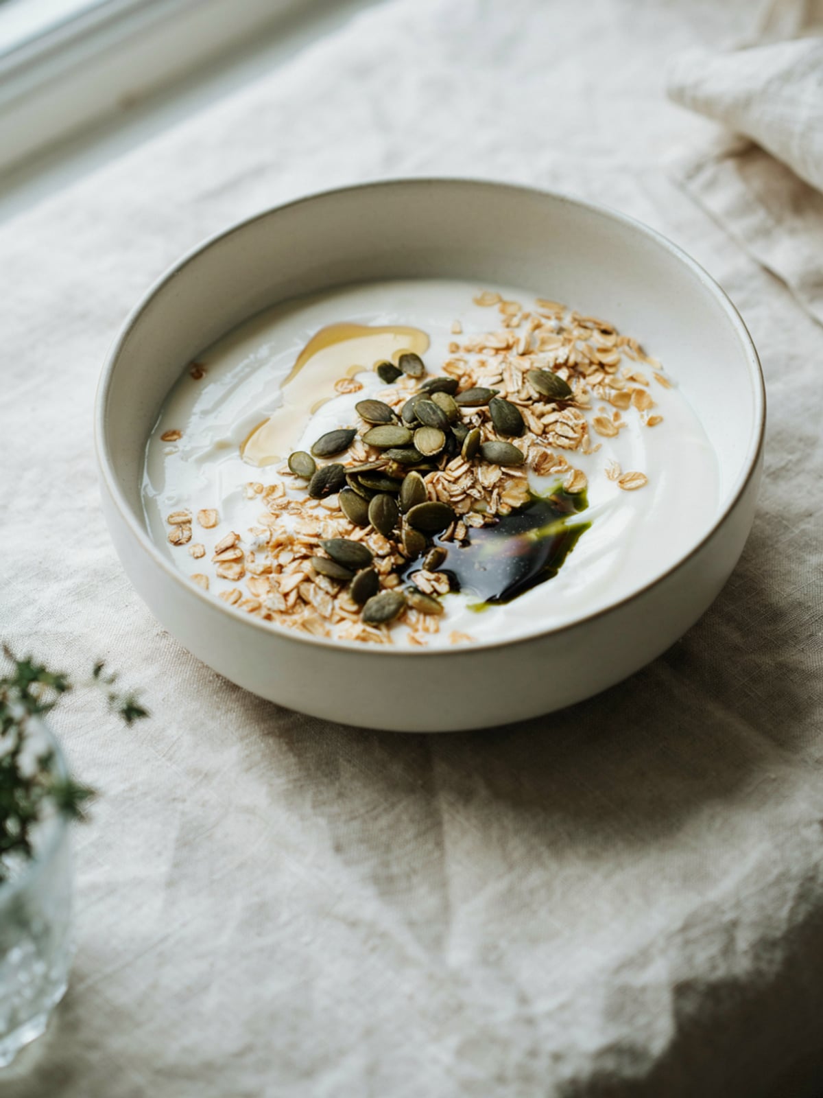 Óleo de Semente de Abóbora no Muesli e Iogurte