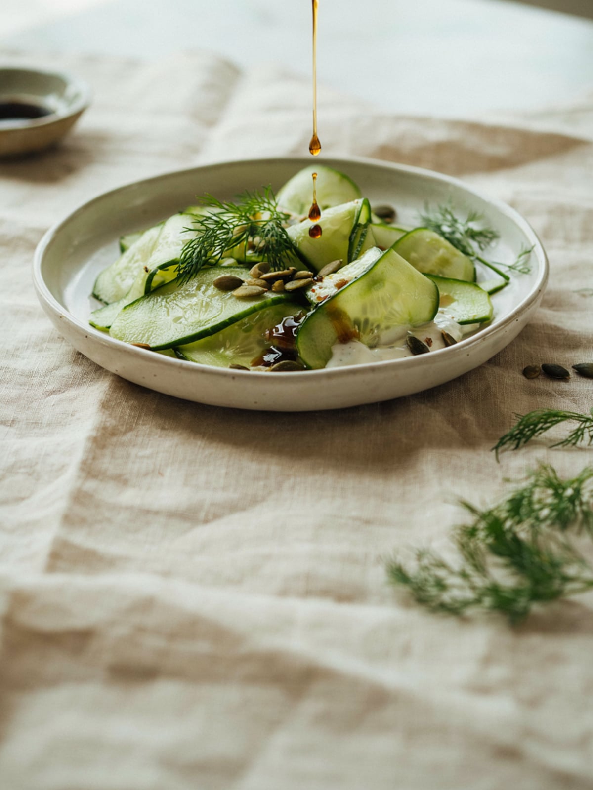 Salada de Pepino com Óleo de Abóbora