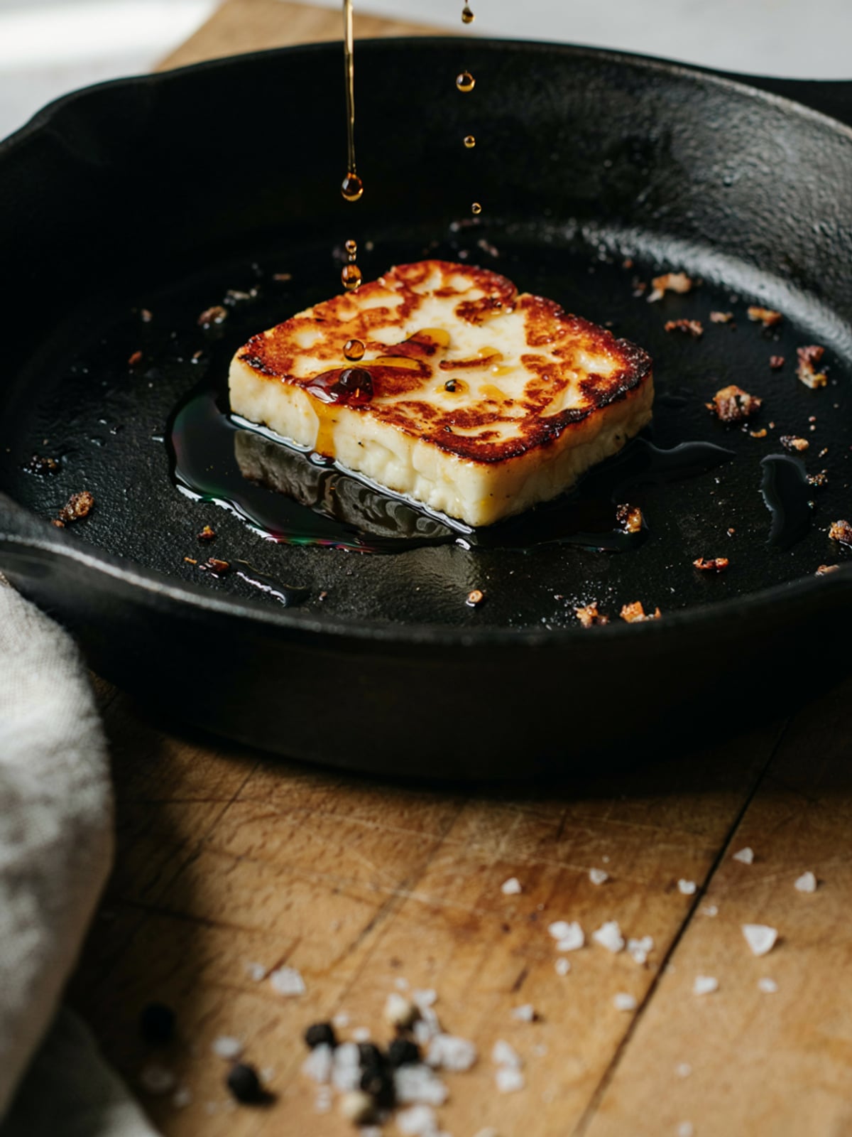 Queijo Grelhado com Óleo de Abóbora