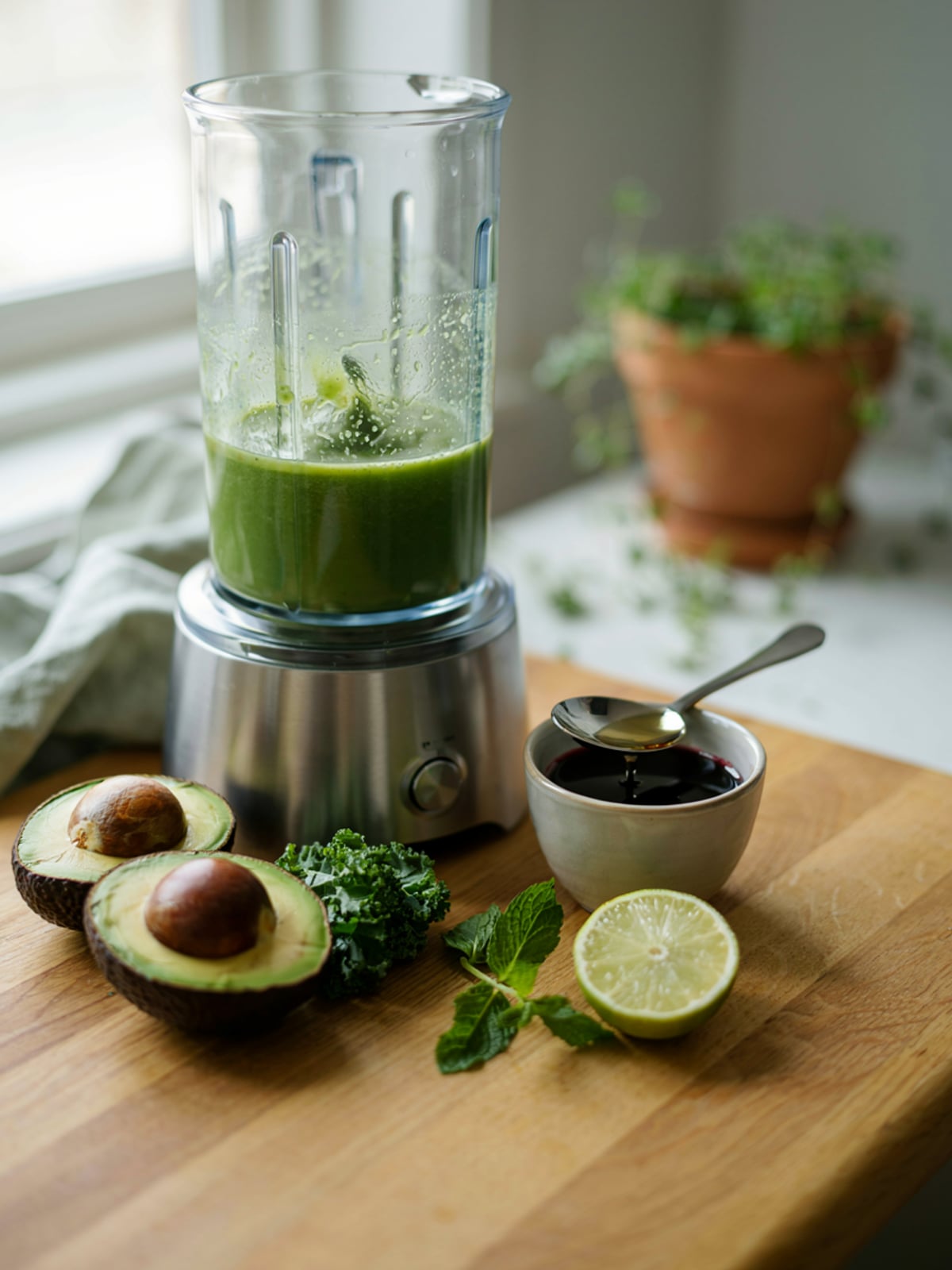 Smoothie Verde Salgado com Óleo de Abóbora